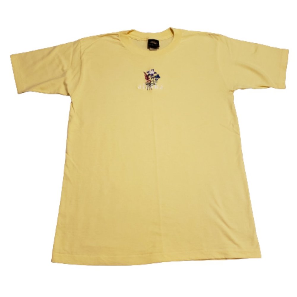 Vintage Prairie Mountain Alaska T-Shirt Women's Large L Yellow Tee Travel 90s